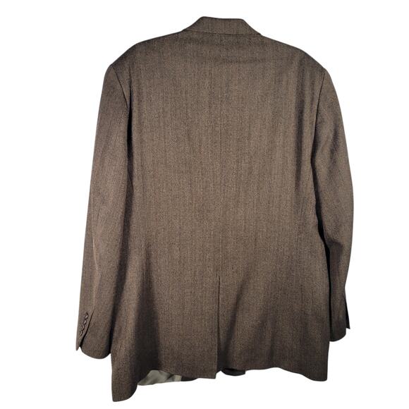 Etienne Aigner Blazer 44L Brown Herringbone Lambswool Sport Coat India Vtg - Picture 2 of 15